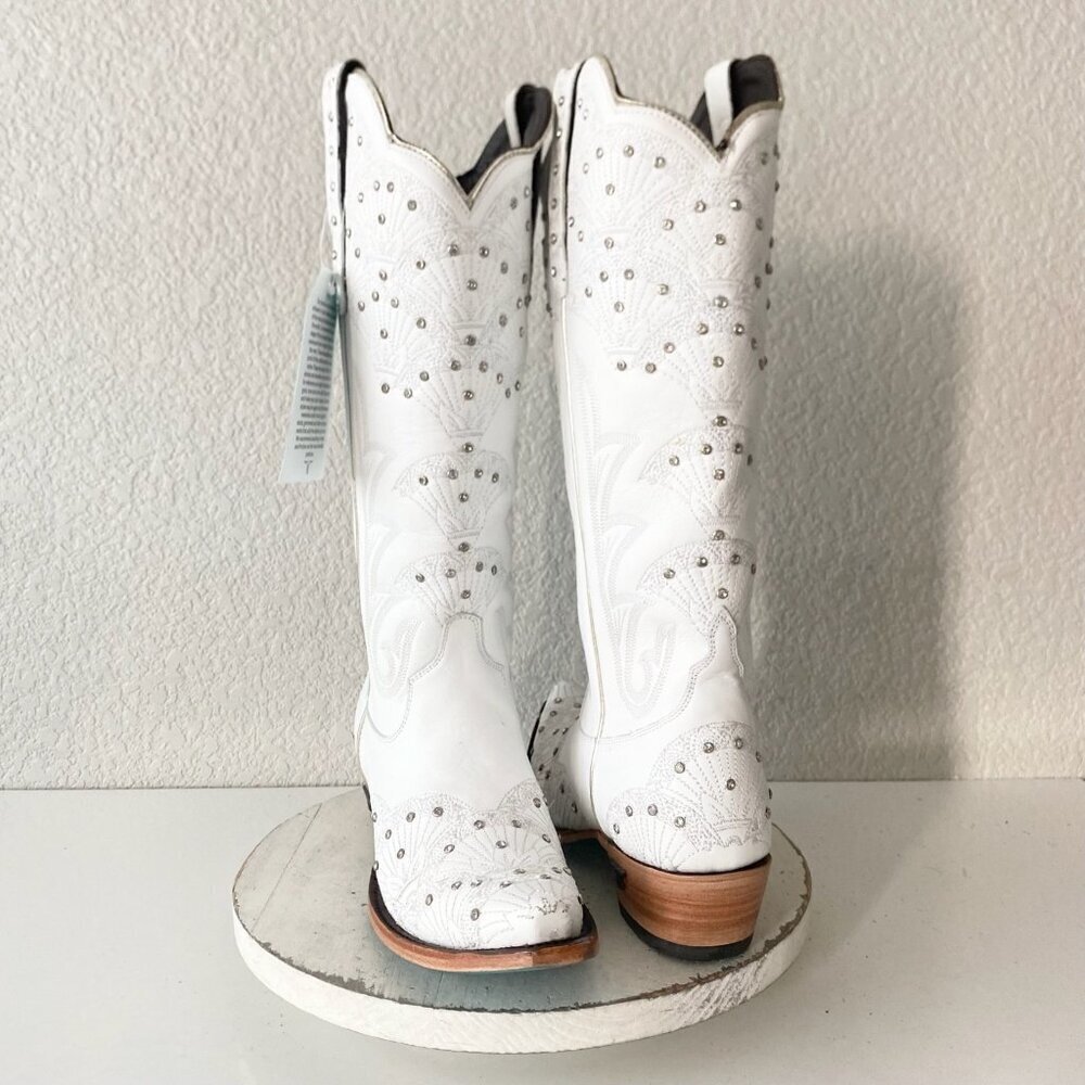 Lane CALYPSO Womens Cowboy Boots 10 White Western Cowgirl Mid Calf Pointed Toe